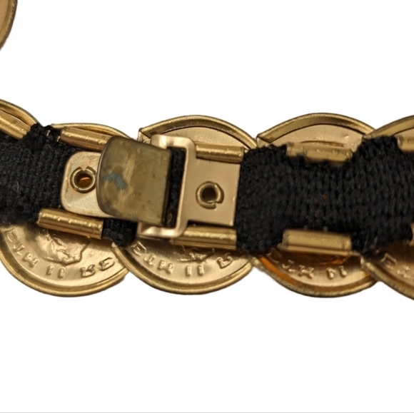 COIN VINTAGE Belt Stretch Embossed Gold Boho Medallion Retro Y2K Maximalist Glam - Picture 7 of 15